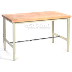 Global Industrial&#153; 48 x 30 Adjustable Height Workbench Square Tube Leg - Birch Square Edge Tan