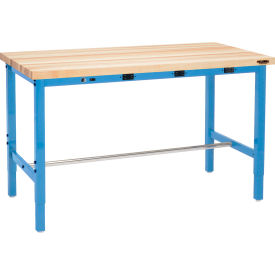 Global Industrial&#153; 60 x 36 Adjustable Height Workbench - Power Apron Maple Square Edge Blue