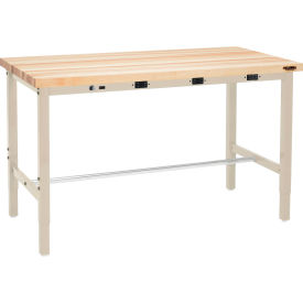 Global Industrial&#153; 96 x 30 Adjustable Height Workbench - Power Apron Maple Square Edge Tan