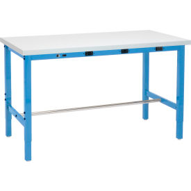 Global Industrial&#153; 48 x 30 Adjustable Height Workbench - Power Apron ESD Square Edge Blue