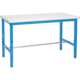 Global Industrial 60x30 Adjustable Height Workbench Square Tube Leg Laminate Safety Edge Blue