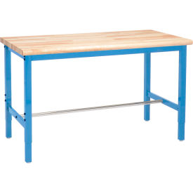 Global Industrial&#153; 60 x 36 Adjustable Height Workbench Square Tube Leg - Maple Safety Edge Blue