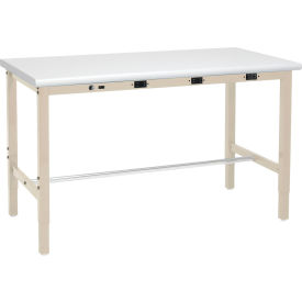 Global Industrial&#153; 48 x 30 Adjustable Height Workbench - Power Apron ESD Safety Edge Tan