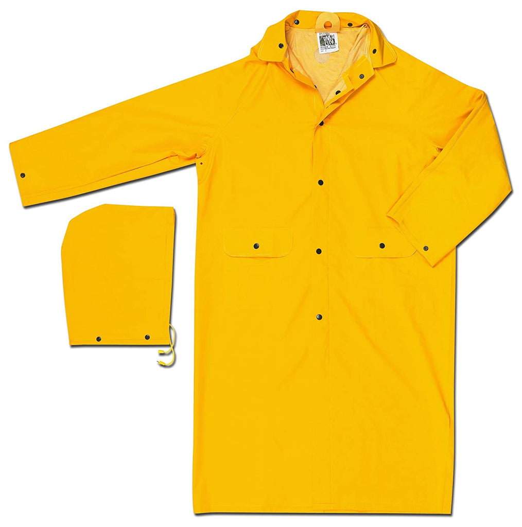 MCR Safety 49-Inch 611-200CXL Classic PVC/Polyester Coat with Detachable Hood, Yellow, X-Large Pack of 1