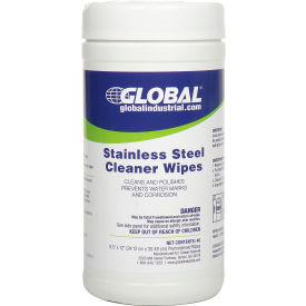 Global Industrial&#153; Stainless Steel Cleaner Wipes 40 Wipes/Canister 6 Canisters/Case