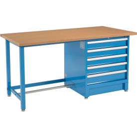 Global Industrial&#153; 72""W x 30""D Modular Workbench with 5 Drawers - Shop Top Square Edge - Blue