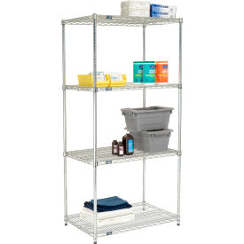 Nexel&#174; 4 Shelf Poly-Z-Brite&#174; Quick Adjust Wire Shelving Unit Starter 36""W x 24""D x 74""H