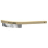 Weiler Curved Handle Scratch Brush, 14 in, 3 x 19 Rows, Steel Wire, Wood Handle Pack of 1