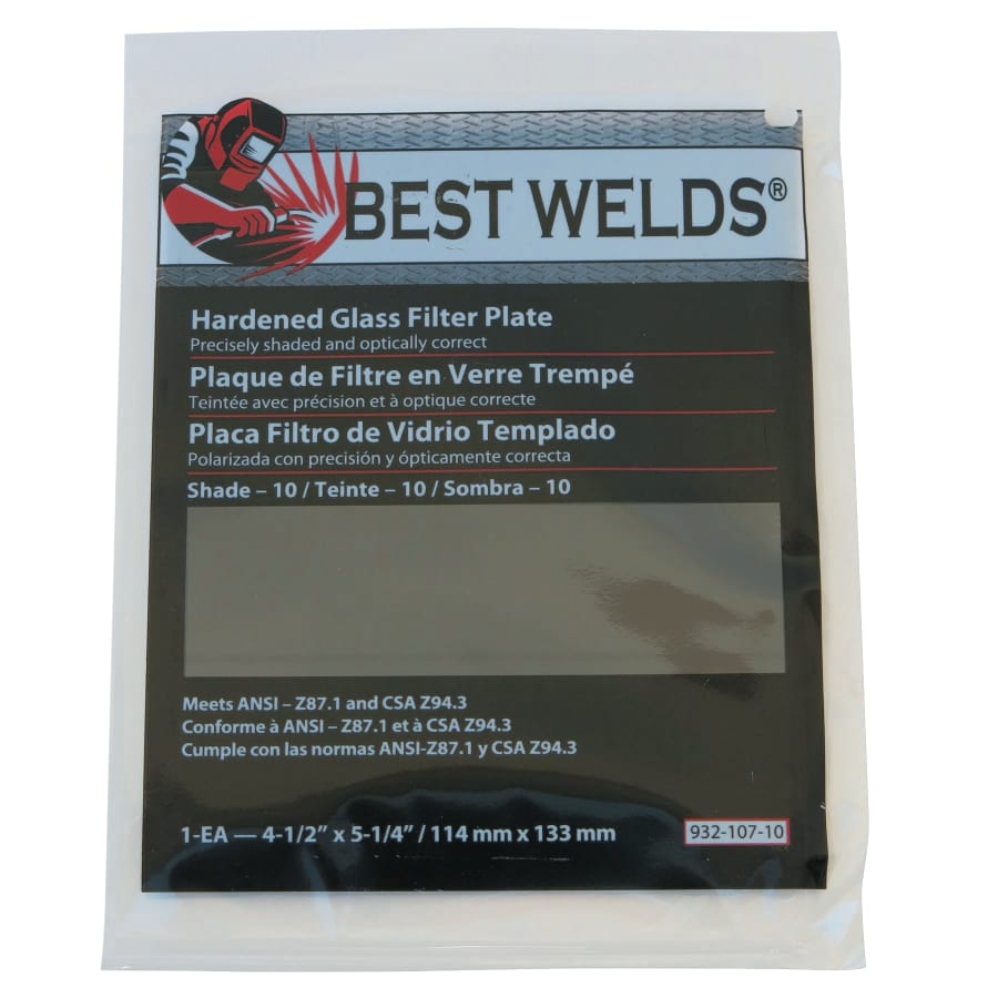 Best Welds Glass Filter Plate, Shade 10, 4-1/2 in x 5-1/4 in, Hardened glass, One Size Green Pack of 1