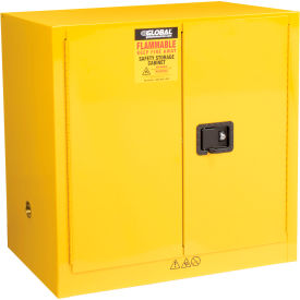 Global Industrial&#153; Flammable Cabinet Manual Close Double Door 24 Gallon 43""Wx12""Dx44""H