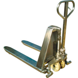 Wesco&#174; Manual High-Lift Skid Truck Stainless Steel 2200 lb. Capacity 27""W x 46""L Forks