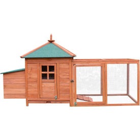 Hanover Wooden Chicken Coop with Ramp Nesting Box Wire Mesh Run and Waterproof Roof