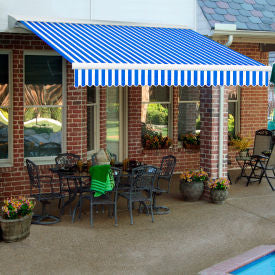 Awntech DM12-12-BBW Manual Retractable Awning 12'W x 10'D x 10""H Blue/White