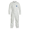 Dupont TY120S-L Tyvek Coveralls, Collar, Front Zipper Closure, Open Wrists/Ankles, LG, Large, White (Pack of 25)