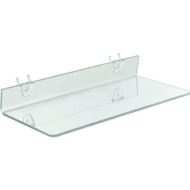 Global Approved 556095 Acrylic Shelf For Pegboard/Slatwall 16"" x 2"" Clear - Pkg Qty 4