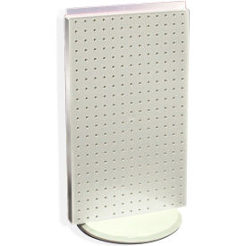 Global Approved 700513-WHT Two-Sided Revolving Pegboard Countertop Display 13.5"" x 22"" White