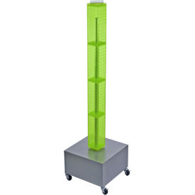 Global Approved 700224-GRE 48"" Pegboard Rolling Floor Display 4-Sided Green Translucent 1 Piece