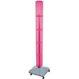 Global Approved 700226-PNK 60"" Pegboard Rolling Floor Display 4-Sided Pink Translucent 1 Piece