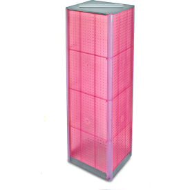 Global Approved 700405-PNK Four-Sided Pegboard Spinning Floor Display 16"" x 60"" Pink 1 Piece