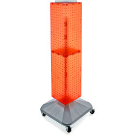 Global Approved 703388-ORG 4-Sided Interlocking Pegboard Display W/ Wheels 8"" x 40"" Orange Opaque