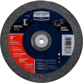 Century Drill 75883 Grinding Wheel 8"" Dia. Universal Arbor 36 Grit Aluminum Oxide