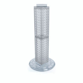 Global Approved 700227-CLR Four Sided Pegboard Tower Display W/ Revolving 9"" Base 9""W x 9""D x 25""H