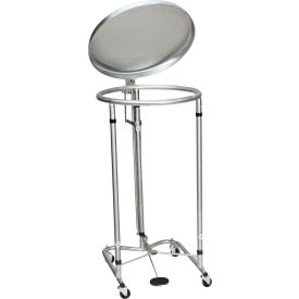 Blickman Round Hamper Stainless Steel 18"" Dia 35""H 2"" Casters Foot Operated w/ Pneumatic Top