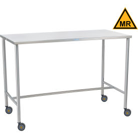 Blickman MRI Safe Stainless Steel Mobile Instrument Table 20 x 48"" H-Brace