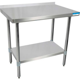 BK Resources 430 Stainless Steel Table 36 x 24"" Undershelf 1-1/2"" Backsplash 18 Gauge