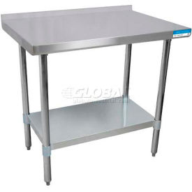 BK Resources 430 Stainless Steel Table 36 x 24"" Galv. Undershelf 1-1/2"" Backsplash 18 Gauge