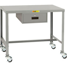 Little Giant&#174; Mobile Machine Table W/ Drawer Steel Square Edge 36""W x 24""D x 30""H Gray