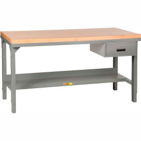 Little Giant® 48""W x 24""D Maple Butcher Block Square Edge Workbench with Drawer Adjustable
