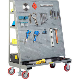 Little Giant Mobile Pegboard with Back Shelf Storage AFPBS2460-6PYFL - 60"" x 24"" Floor Lock