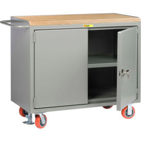 Little Giant Mobile Service Bench w/ Steel Square Edge Top 2 Doors & 2 Shelves 48""W x 24""D Gray