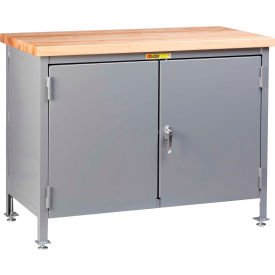 Little Giant Work Center Cabinet w/ Maple Square Edge Top 72""W x 30""D Gray