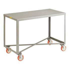 Little Giant&#174; Welded Steel Mobile Work Table 60 x 30"" 1 Shelf & Wheel Brakes