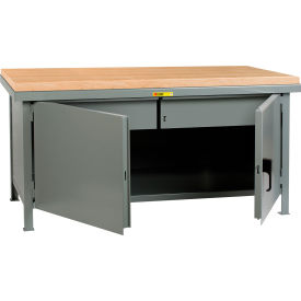 Little Giant&#174; Heavy Duty Cabinet Workbench Butcher Block Top & 2 Drawers 72""W x 30""D Gray