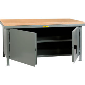 Little Giant&#174; Heavy Duty Cabinet Workbench Butcher Block Top & 1 Drawer 72""W x 30""D Gray
