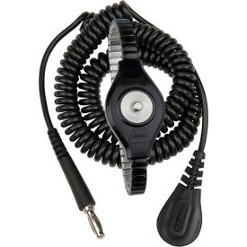 Desco Ultra-Light Adjustable Metal Wrist Strap 09082 with 12 Ft Coil Cord - Black