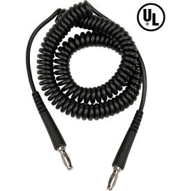 Desco Relaxed Retraction Coil Cord Banana-Banana Black 20 FT