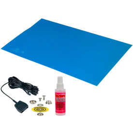 Desco Statfree T2 Plus&#153; 66424 Dissipative Dual Layer Rubber Mat Top Kit 24""D x 36""W - Blue