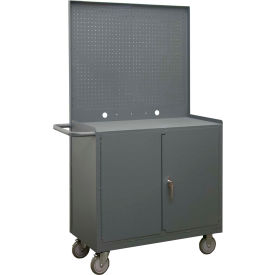 Durham Mfg. Mobile Bench Cabinet Pegboard Panel 46""W x 18-3/16""D x 67""H Gray