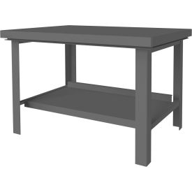 Durham Mfg. Standard Workbench W/ Shelf & Steel Square Edge 48""W x 36""D Gray