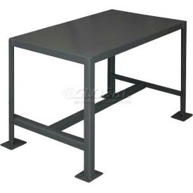 Durham Mfg. Stationary Machine Table W/ Shelf Steel Square Edge 36""W x 24""D x 18""H Gray