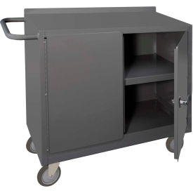 Durham Mfg. Mobile Bench Cabinet 2 Locking Doors 1 Shelf 54-1/16""W x 18-1/4""D Gray