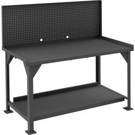 Durham Mfg. Stationary Workbench W/ Pegboard Panel & Steel Square Edge 60""W x 30""D Gray
