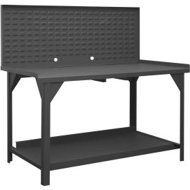 Durham Mfg. Stationary Workbench W/ Louver Panel & Steel Square Edge 72""W x 30""D Gray