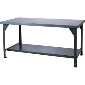 Durham Mfg. Workbench W/ Steel Square Edge & Shelf 48""W x 30""D Gray