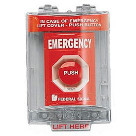 Push Station With Sounder And Cover Emergency Red