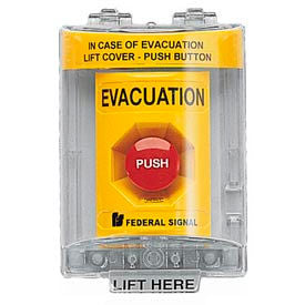 Push Station With Sounder And Cover Evacuation Yellow